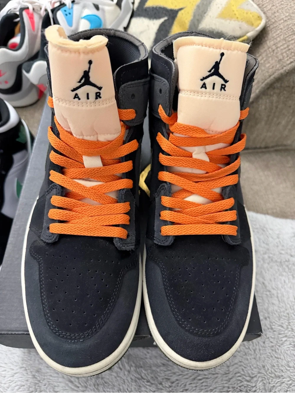 Jordan Low-Top Sneakers in Black with Orange Laces